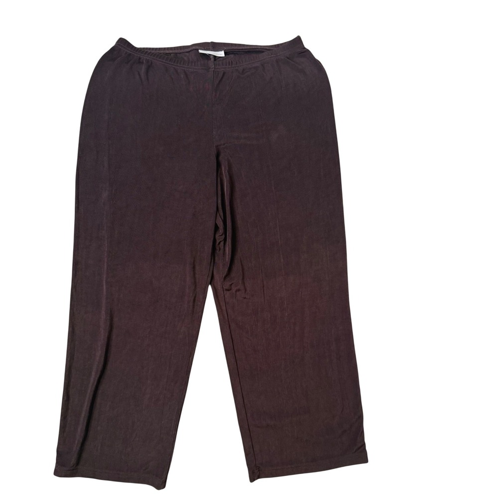 Soft Surroundings Pull on Stretch Pants Womens L XL Brown Slinky Knit Minimalist